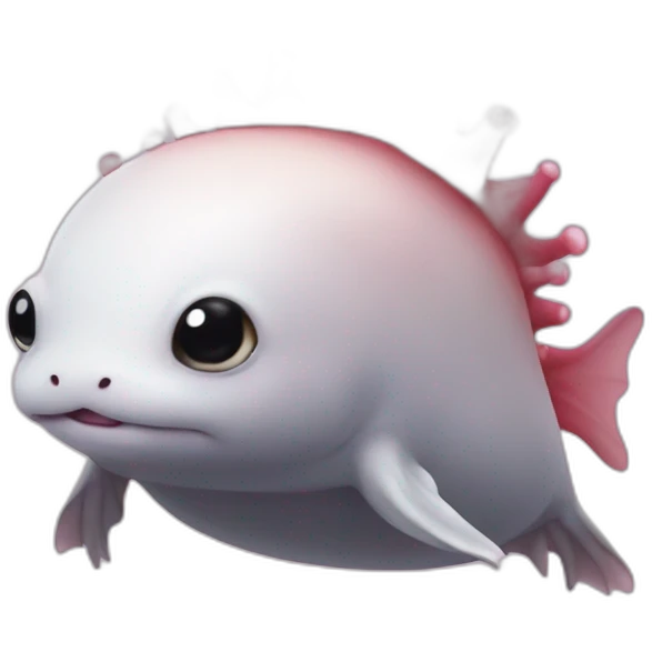 A axolotl on the head of a sea lion emoji