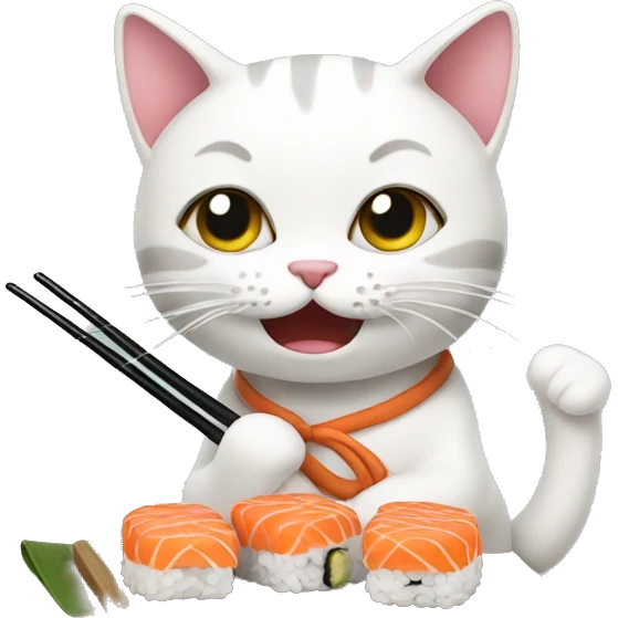 Cat eating sushi emoji