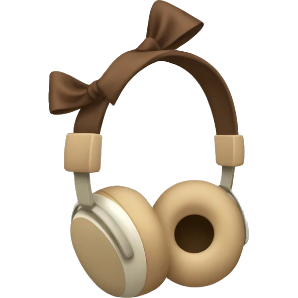 beige apple headphones with brown bows emoji