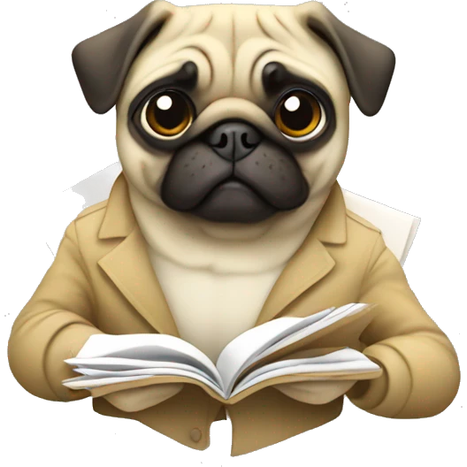 a pug holding documents emoji