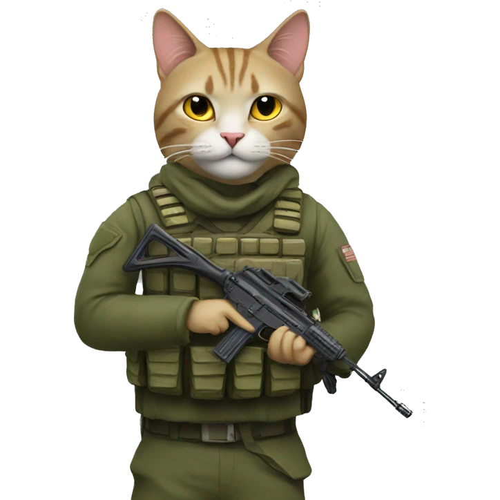 Cat soldier with ak in hand emoji