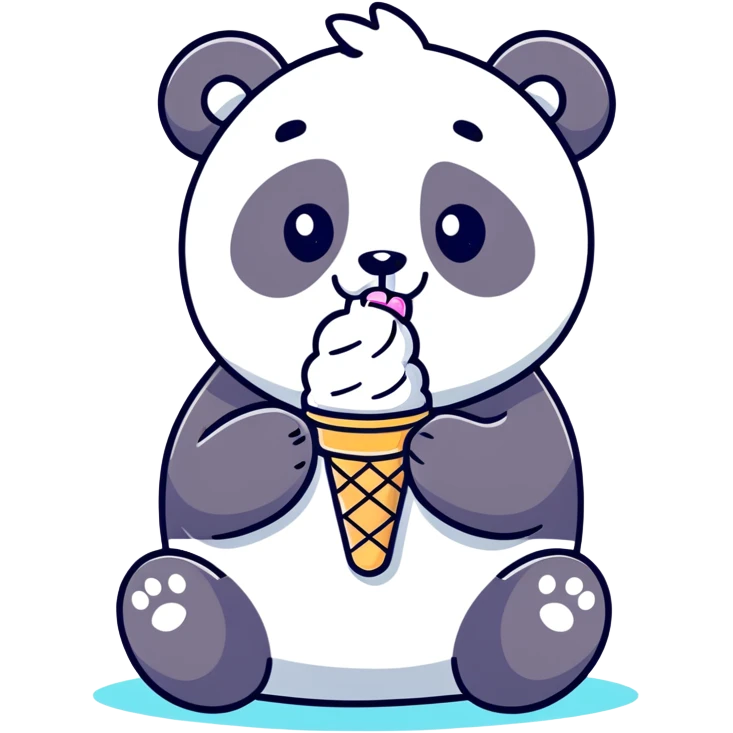 Panda eating ice cream emoji
