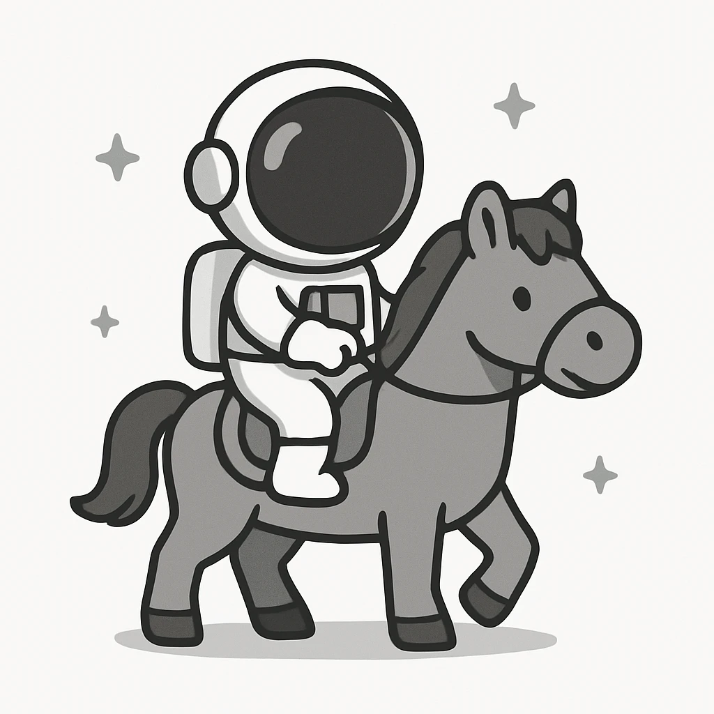 astronaut on horseback with stars in background emoji