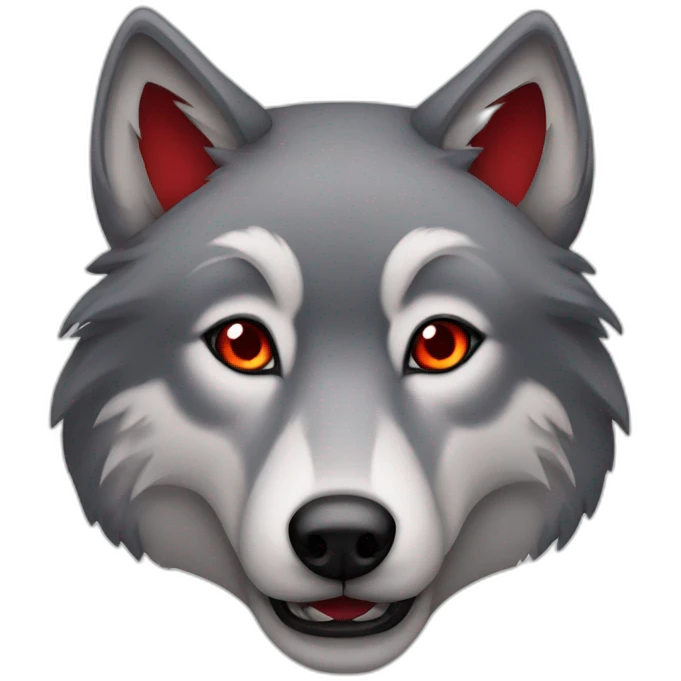 Grey wolf red eyes  emoji