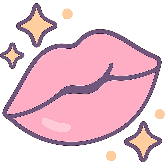 pastel pink kiss mark with sparkles, soft and cute emoji