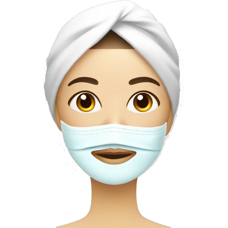 Lady with face mask spa beauty full face relaxing emoji