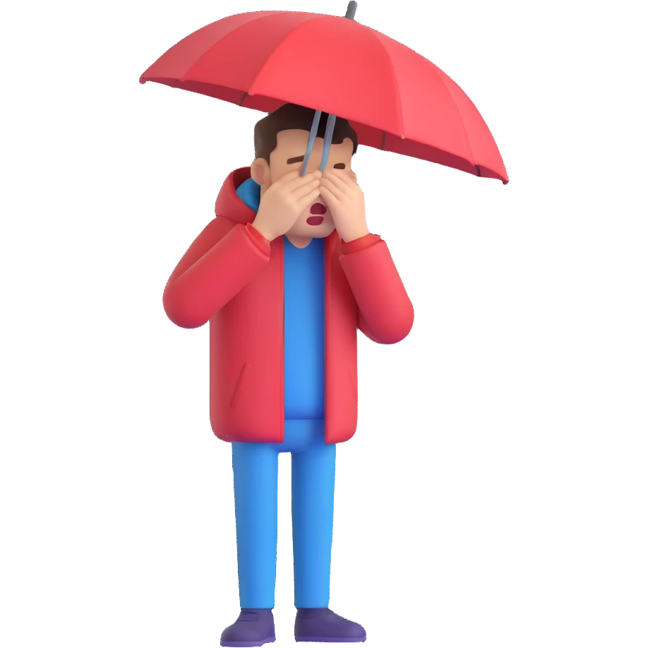 sneezing man under the rain emoji