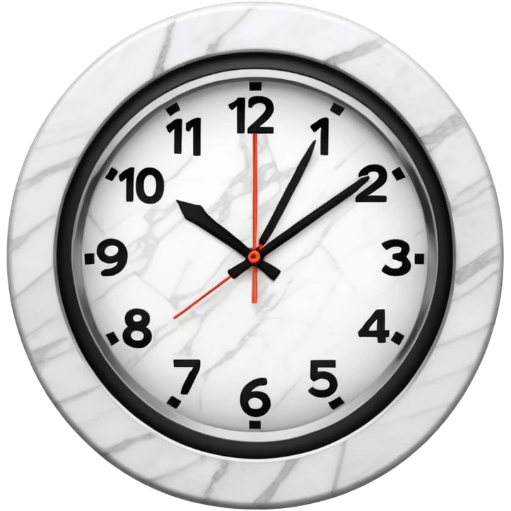 White marble effect Clock with outline emoji