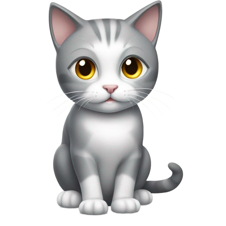 Grey and white coquette cat emoji