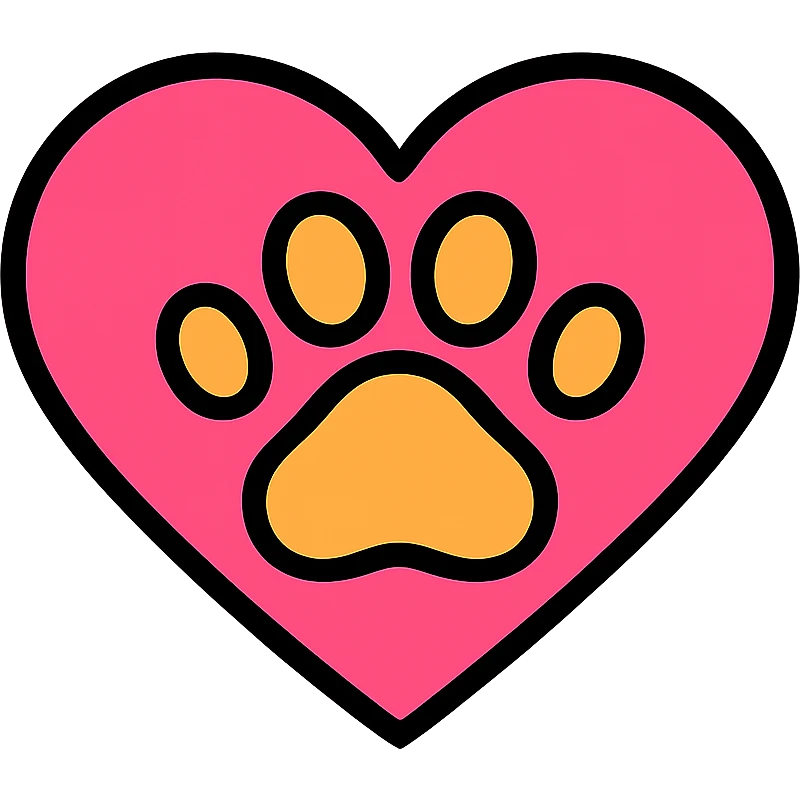 heart with a dog paw print inside, visually merging dog and heart, suitable for a tab icon emoji