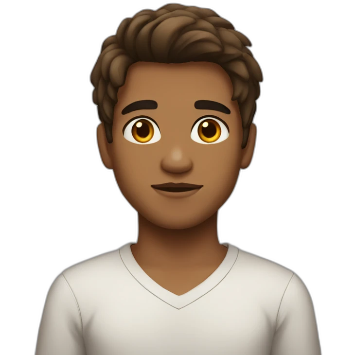 A boy with thick straight heavier hair,Sienna skin,dark eyebrown emoji