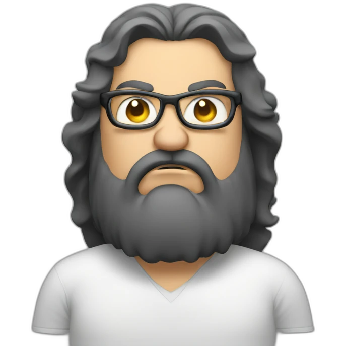 Angry Obese man with glasses beard and long hair in front of a monitor emoji