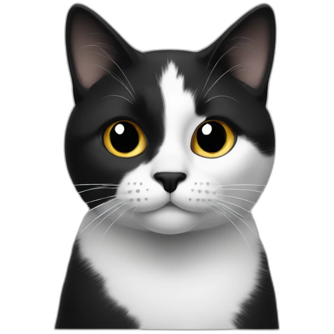 Cat black and white whit a black dot on the right side of the nose emoji