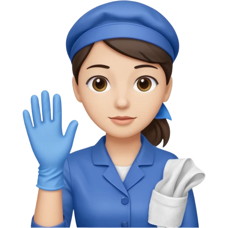 Cleaner + blue gloves + rag, Cafe staff. emoji