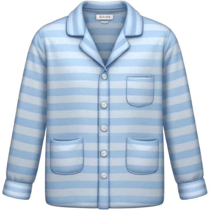 emoji of an isolated striped pajama top, light grey and pastel blue vertical stripes, button-down long sleeves, neatly folded flat-lay, no person, no body, no mannequin, cozy winter nightwear mood, soft shading, clean simple shape emoji