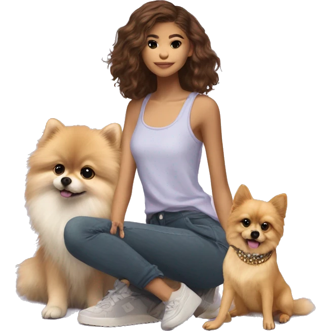 Zendaya usando ropa lila y un Pomeranian emoji