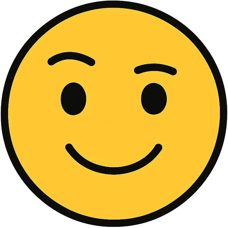 smiling face with one eyebrow raised, expressive emoji