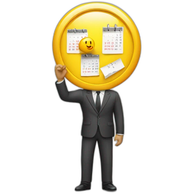 a man in a suit holding a calendar emoji