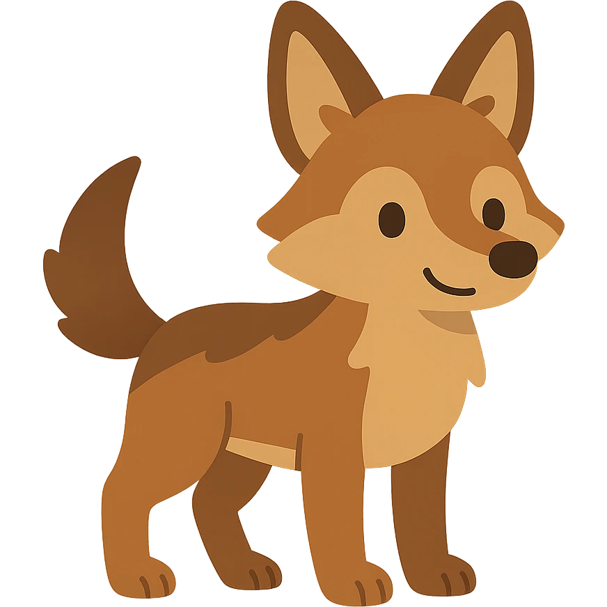 flat toon cute coyote emoji