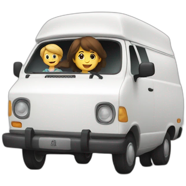 a white van and a child inside emoji