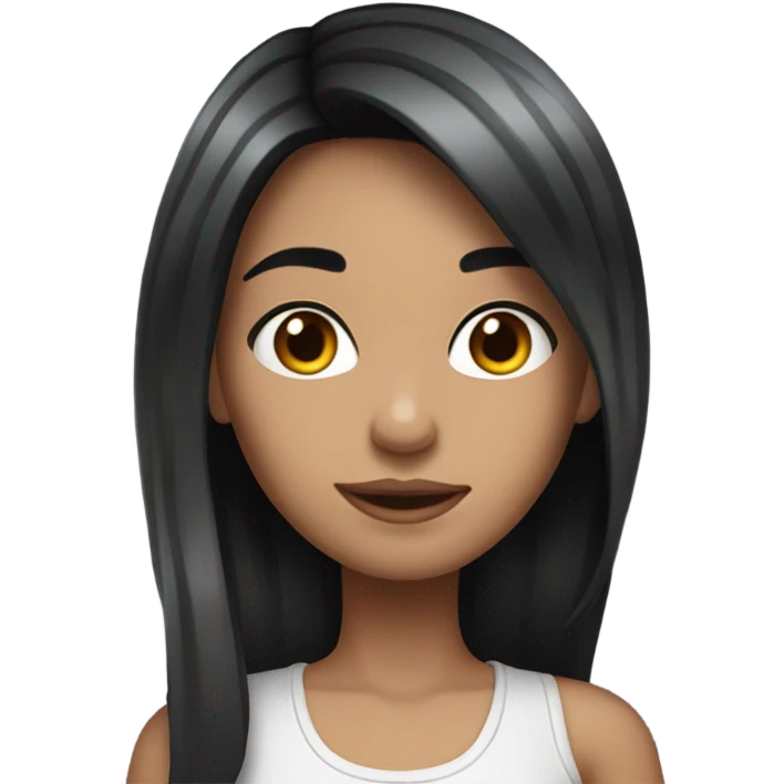 girl with black hair with white/grey hair streaks in fr emoji