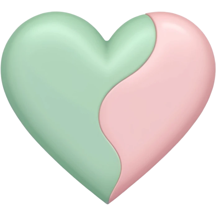 A half pastel green half pastel pink heart emoji