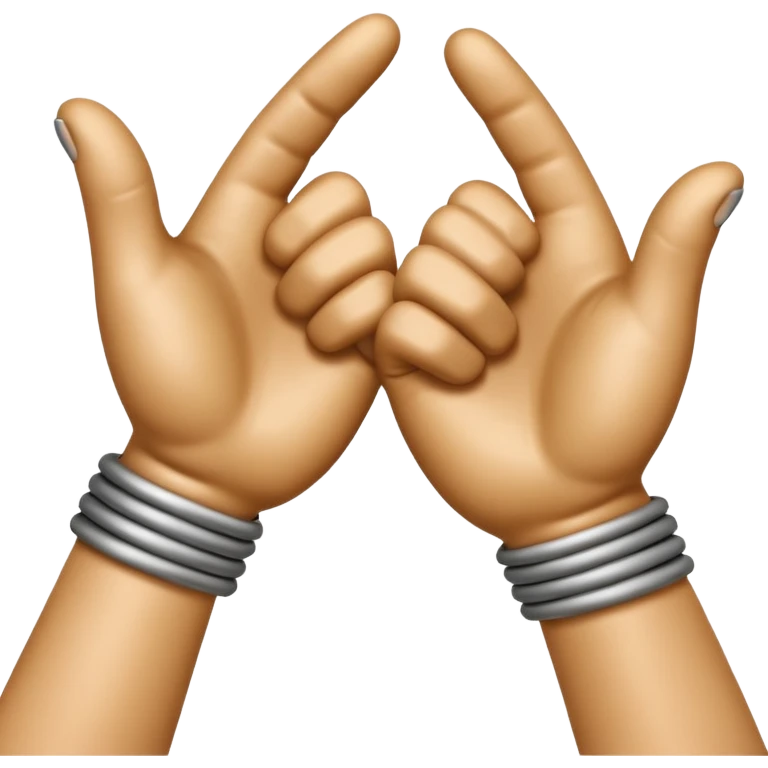 Apple-style 3D emoji of two cartoon hands tightly gripping and bending a solid metal rod, showing visible strain and tension lines around the bend, with dynamic motion curves to emphasize the effort, realistic lighting and smooth Apple emoji texture, no background. emoji