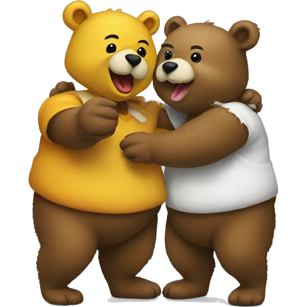 Two bears wearing duck costumes fighting emoji