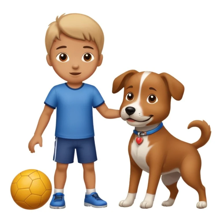 kid and dog playing with ball emoji