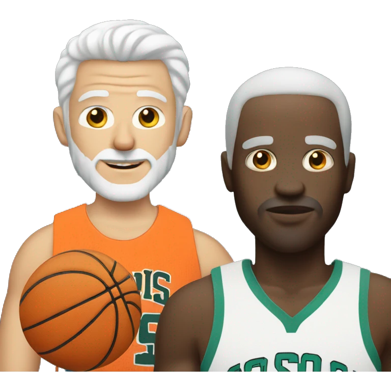 white man with white hair and basketball player emoji