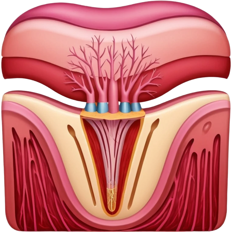 hair follicle cross-section, with pink colors emoji