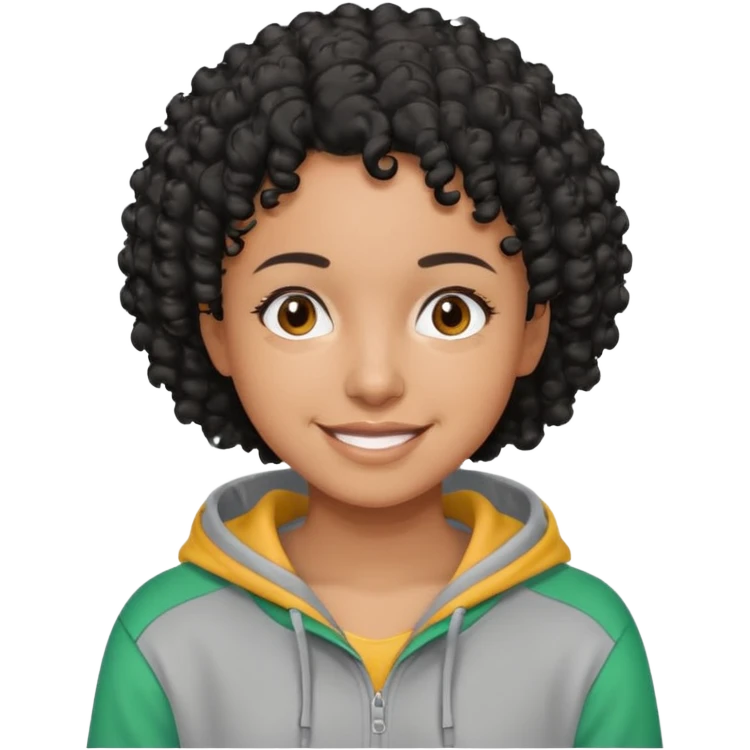 Make a Colombian with black short curly hair wearing a grey hoodie emoji