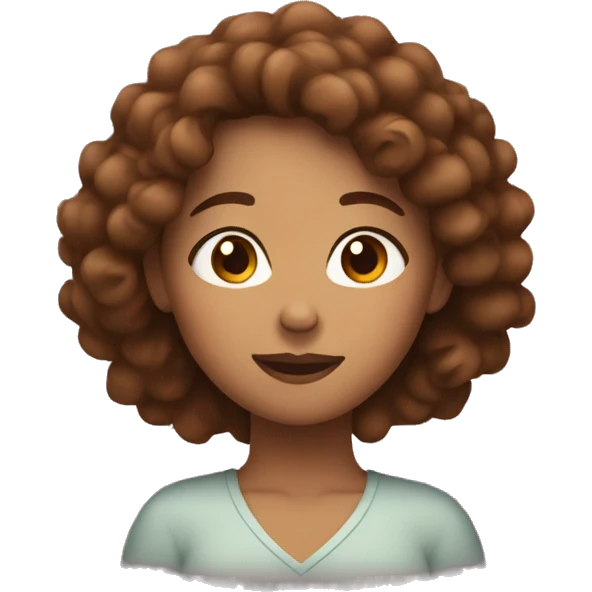 Woman with brown a bit curly hair hugging herself emoji