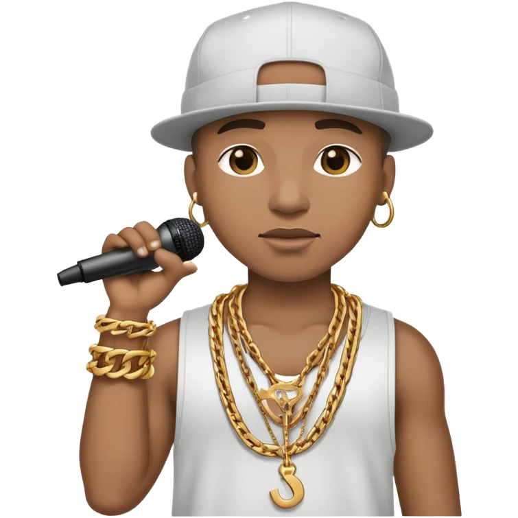 hip hop singer with microphone and chain necklace emoji