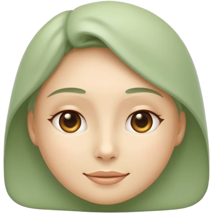 Minimal wellness emoji representing tighter skin and firmness,
subtle lifting effect, smooth contours, calm and natural,
no beauty or cosmetic symbols, soft sage green color palette emoji