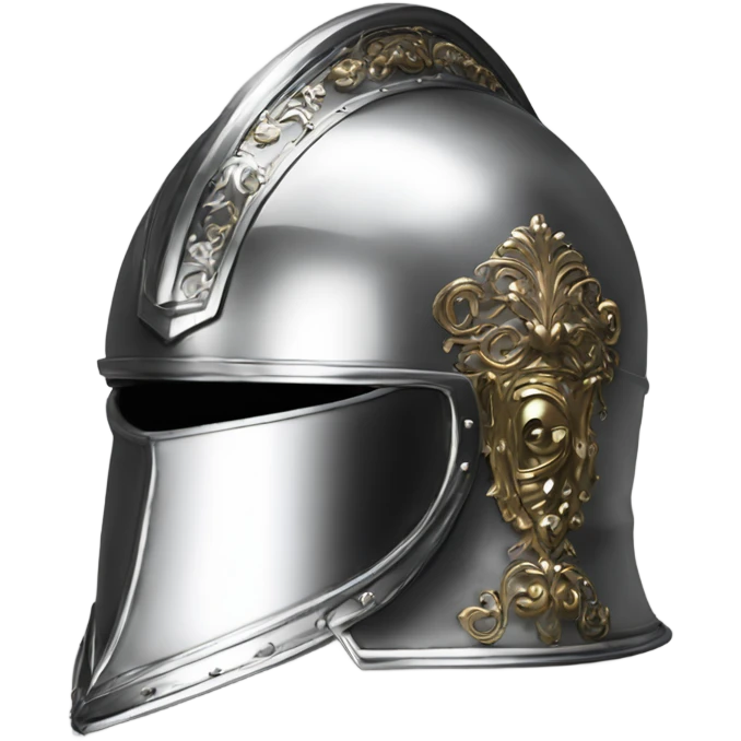 ornate french full-face steel armet helmet chrome emoji