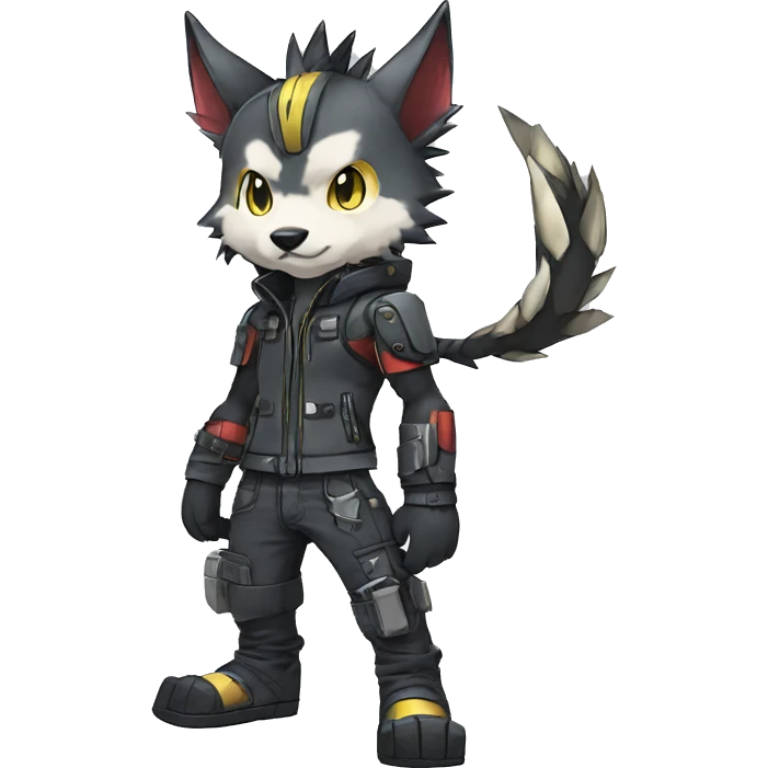 cute cool edgy futuristic punk Digimon-Fakemon-animal full body emoji