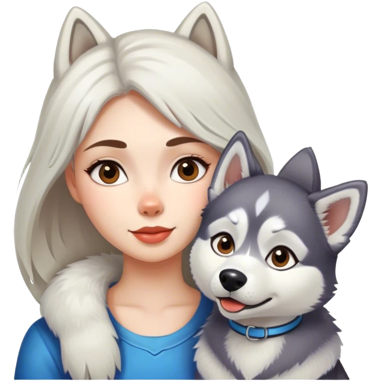 Girl with a husky dog emoji