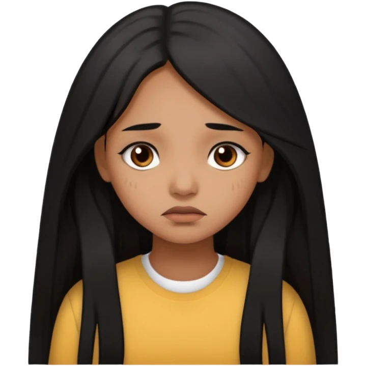 brown girl who has long black hair who is sad emoji