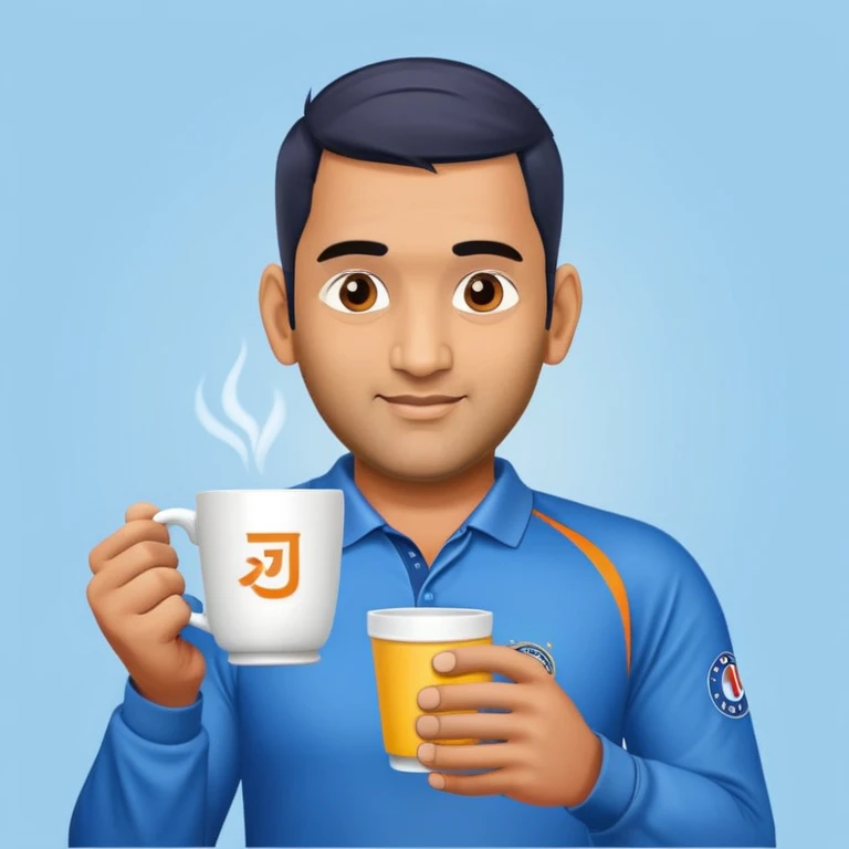 Dhoni catching a cup emoji