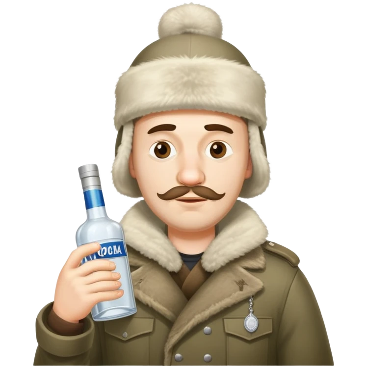 drunk Russian man with vodka bottle and ushanka hat emoji