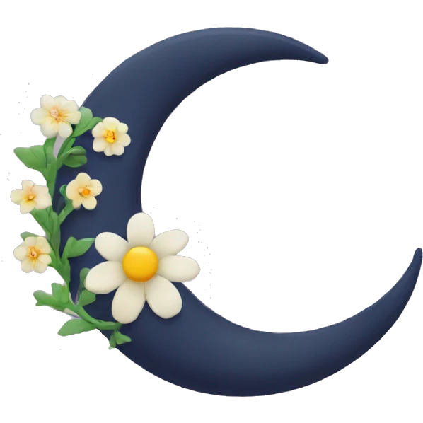 crescent moon with flower emoji