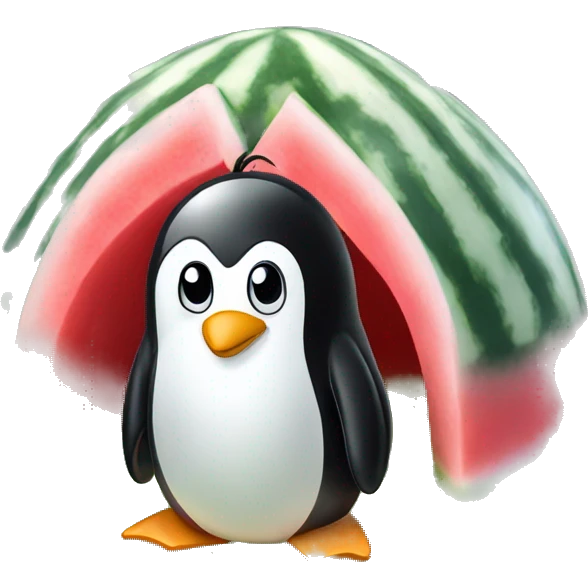 a penguin on a watermelon igloo emoji