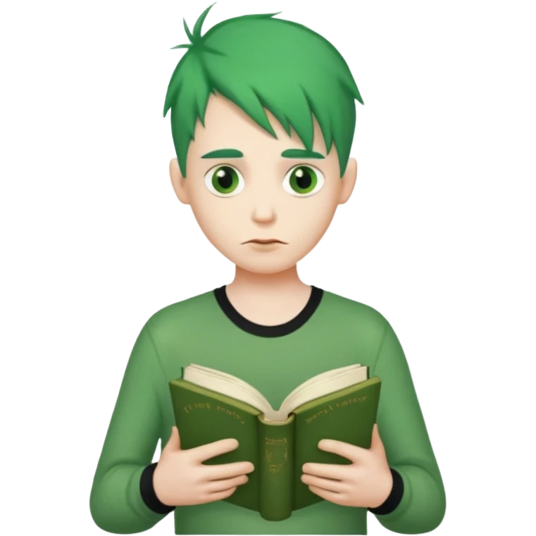 peter has green hair he is creepy he is on a quest to remove all emojis he has a book with all the words that ever exist in his hand he likes fortnite has a reddit thing and a thong and he has a beak emoji