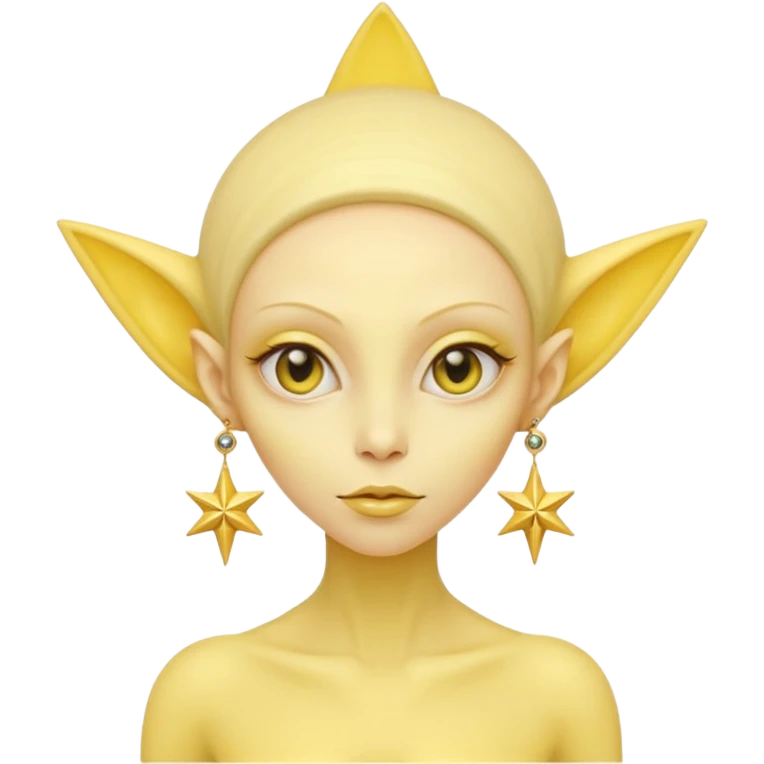 yellow alien woman with golden star earrings emoji