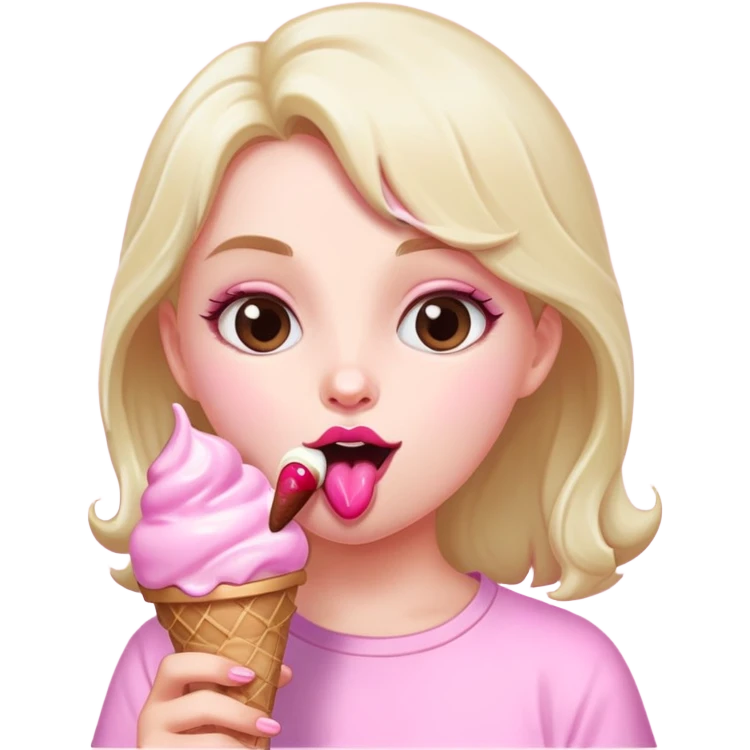 A naked girl with big tits licks ice cream emoji