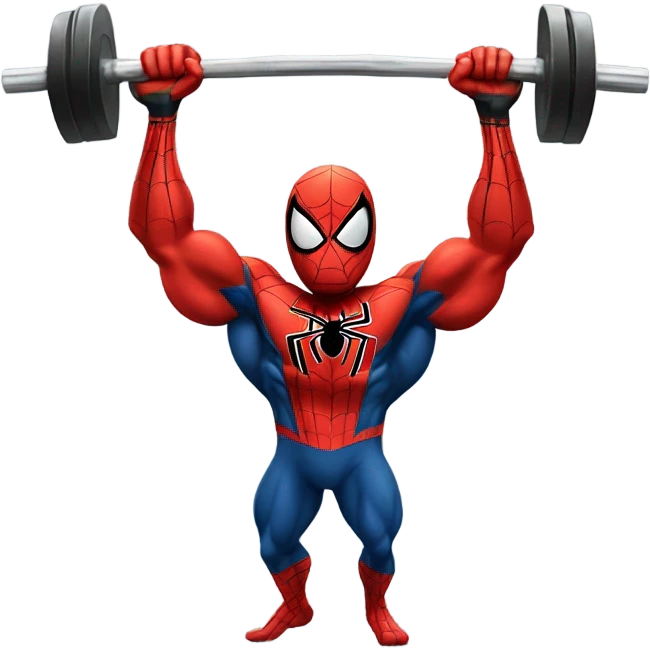 Spider-Man lifting weights emoji