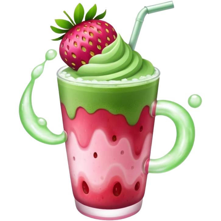 Strawberry macha with ice emoji