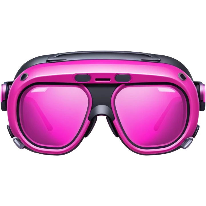 cyberpunk pink protective glasses, neon pink lenses, futuristic welding eyewear emoji