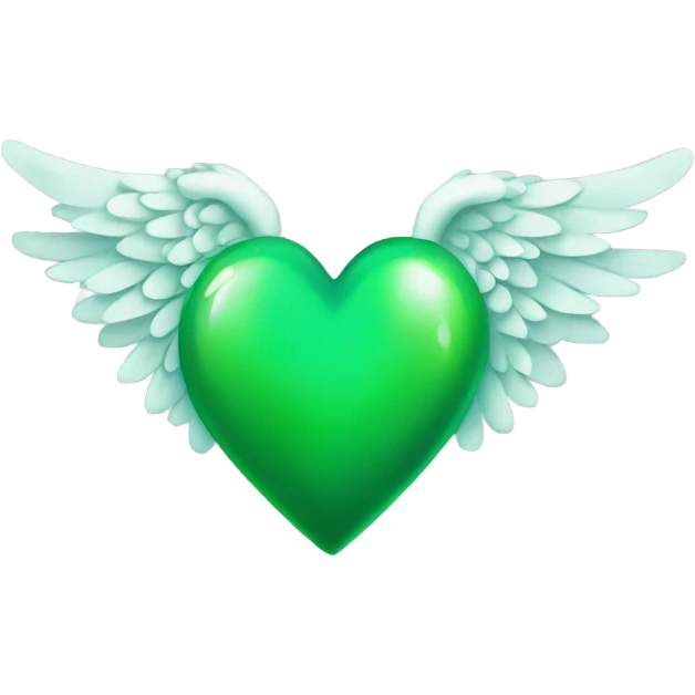 Green heart with angel wings emoji